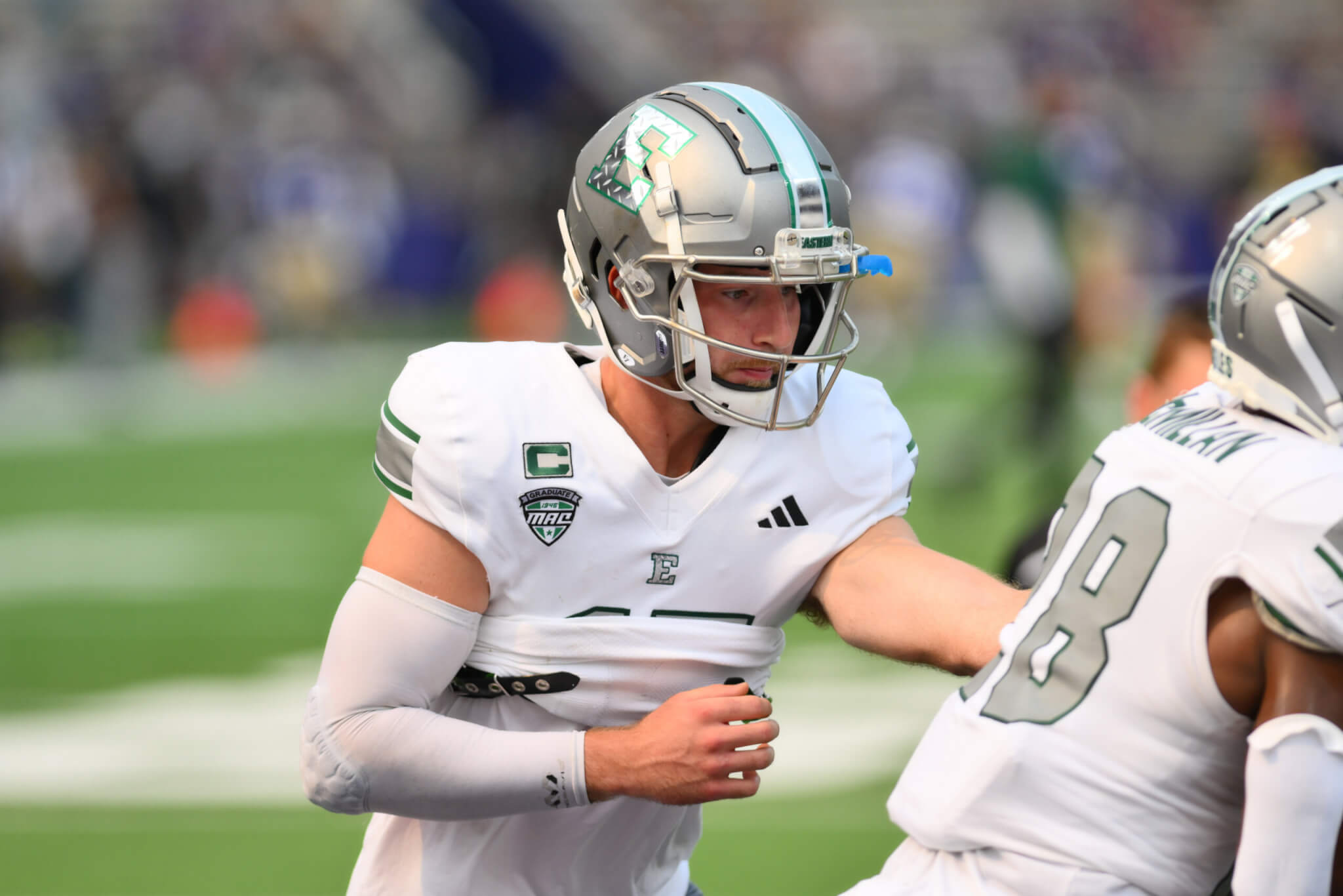 Player wearing white football uniform