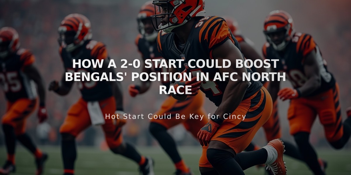 How a 2-0 Start Could Boost Bengals' Position in AFC North Race