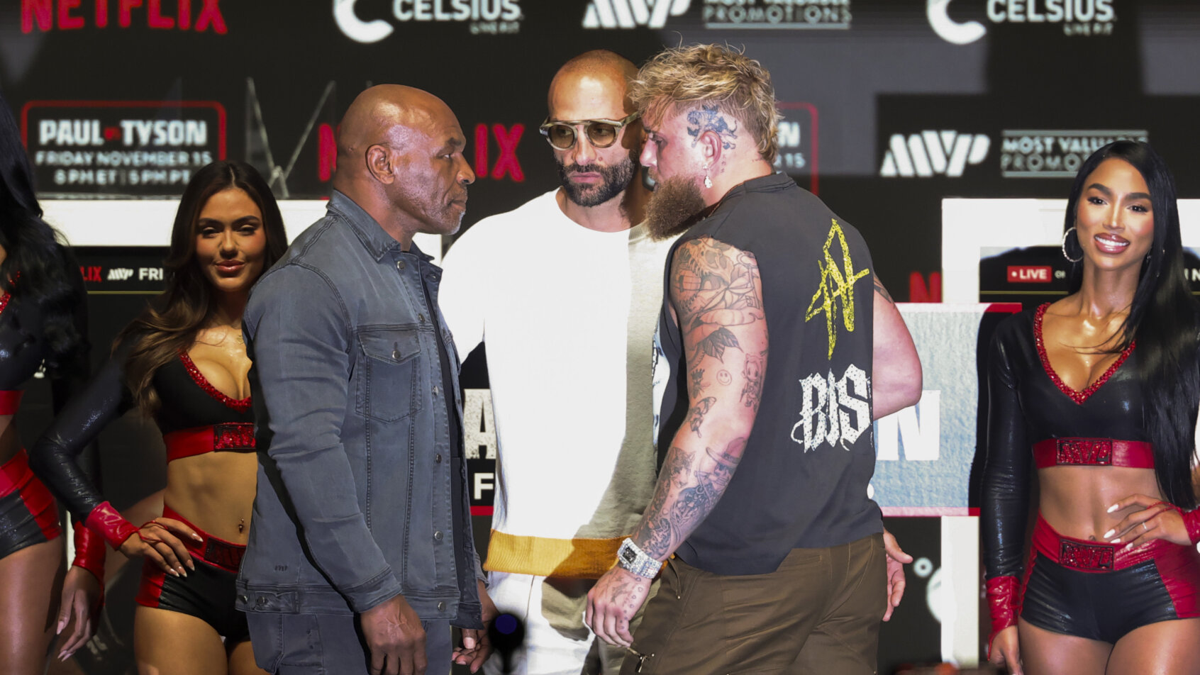 Jake Paul and Silva pre-fight staredown