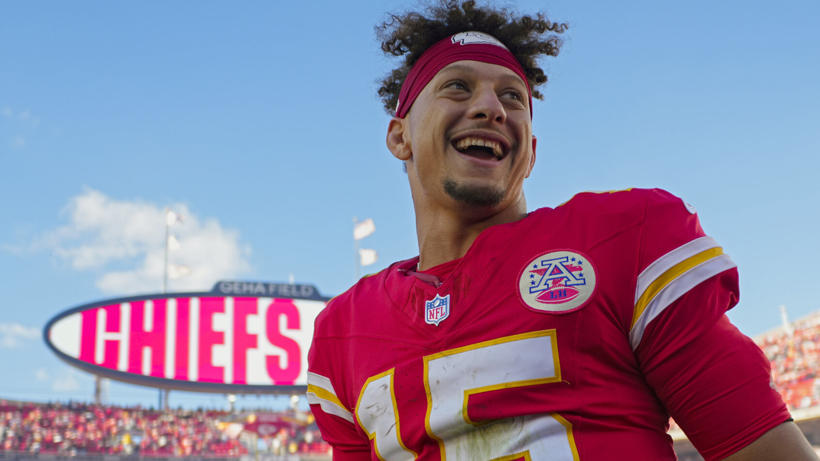 Chiefs player smiling at camera