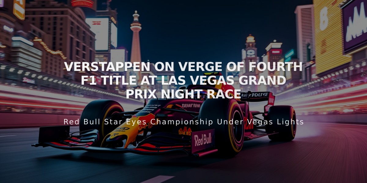 Verstappen on Verge of Fourth F1 Title at Las Vegas Grand Prix Night Race