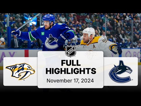 NHL Predators vs Canucks game action