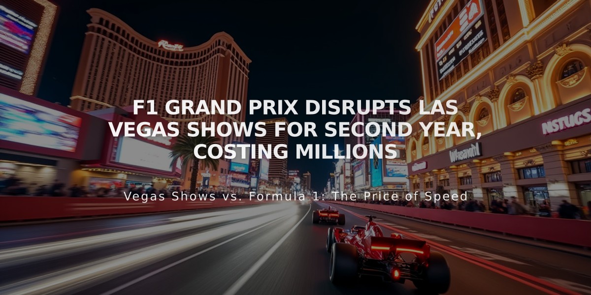 F1 Grand Prix Disrupts Las Vegas Shows for Second Year, Costing Millions