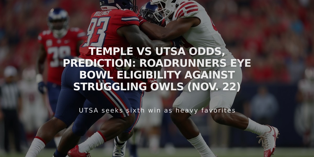 Temple vs UTSA Odds, Prediction: Roadrunners Eye Bowl Eligibility Against Struggling Owls (Nov. 22)