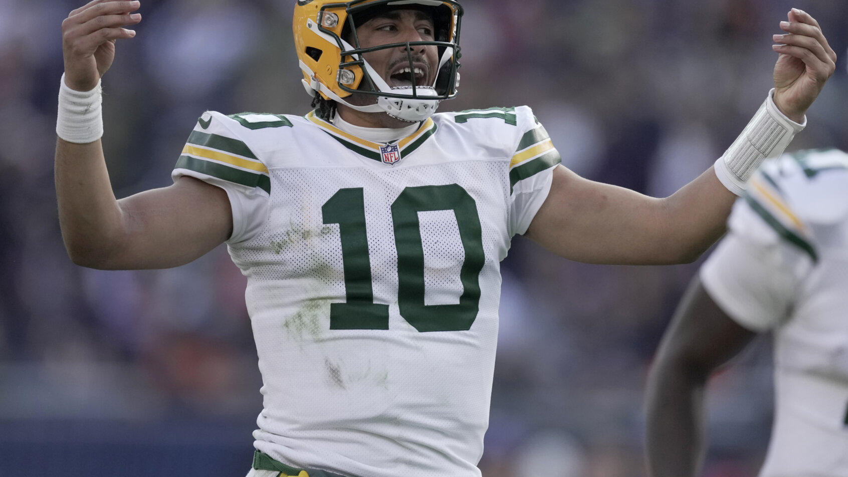 Football player celebrating a touchdown