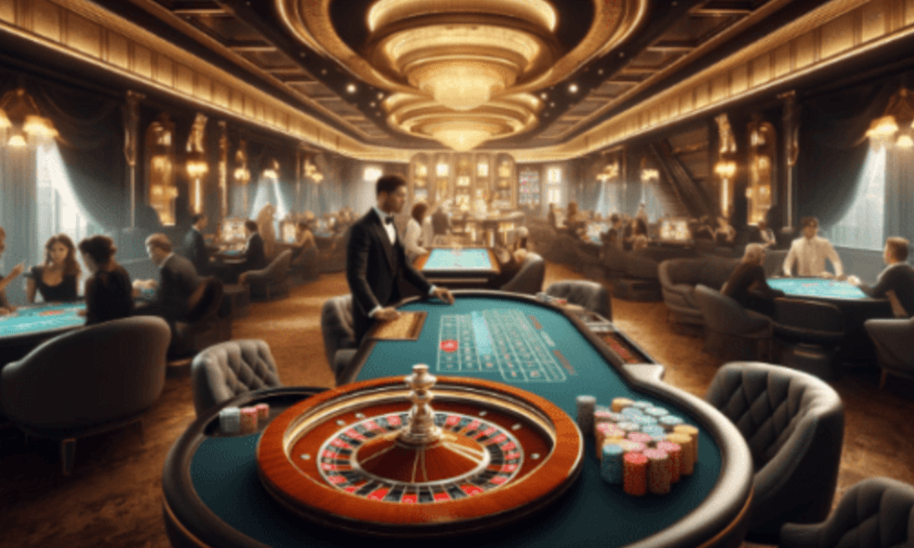 Roulette table in casino setting