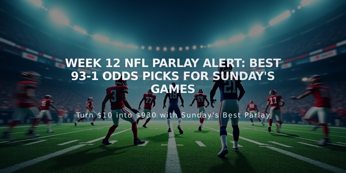 Week 12 NFL Parlay Alert: Best 93-1 Odds Picks for Sunday's Games