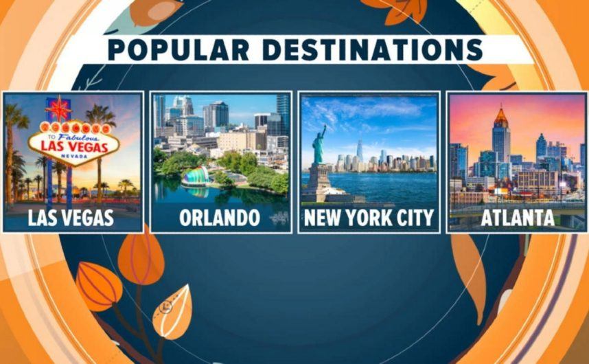 Popular US travel destinations graphic