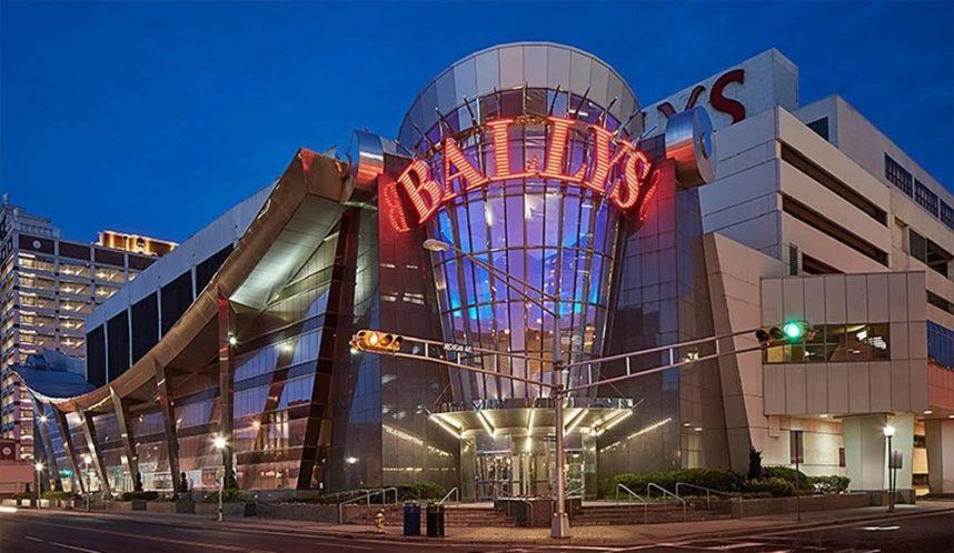 Bally's casino illuminated at night