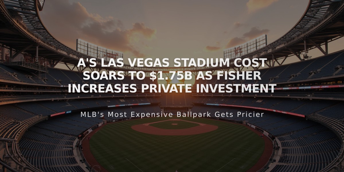 A's Las Vegas Stadium Cost Soars to $1.75B as Fisher Increases Private Investment