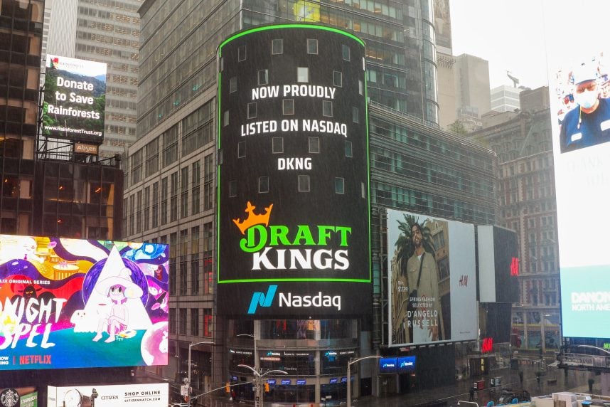 DraftKings stock ticker display board