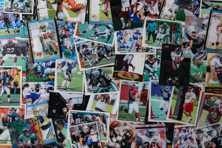 Football trading cards collage