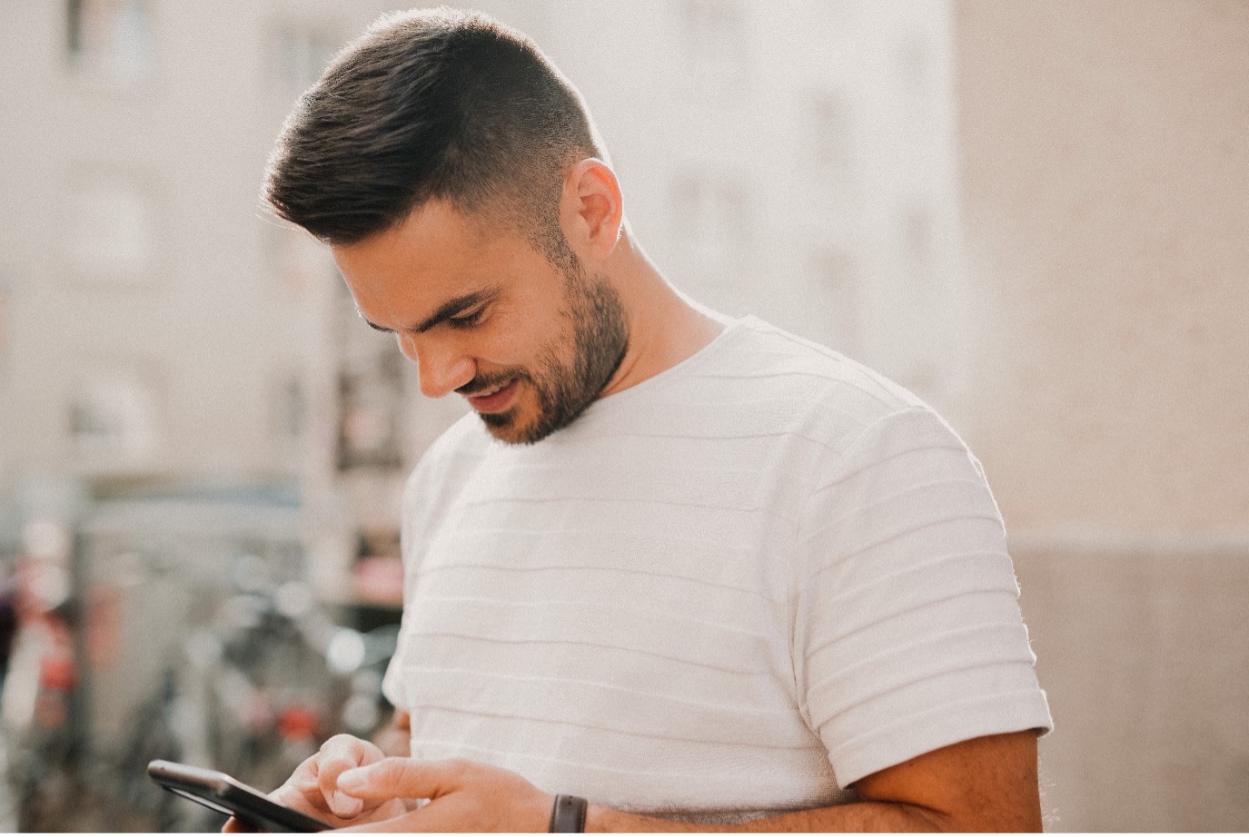 Man checking smartphone