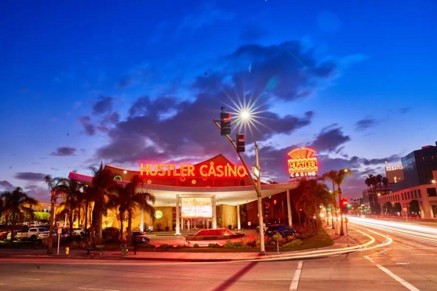 Hustler Casino exterior at night