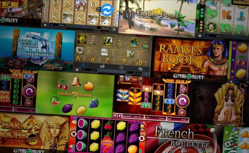 Desktop screen showing casino games