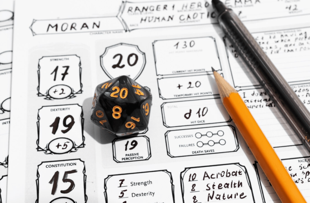 D20 on character sheet