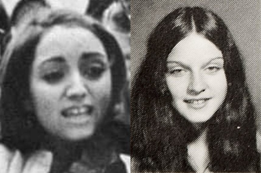 Side-by-side Madonna yearbook photos