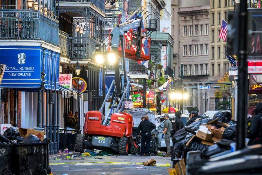 Car crash damage in New Orleans