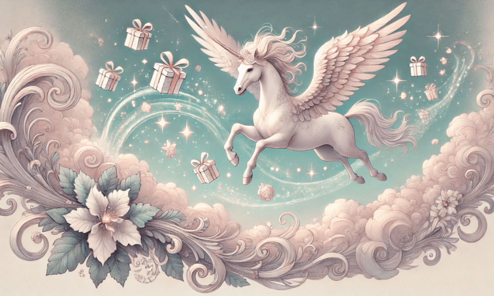 White unicorn with wings