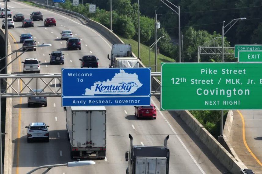 Kentucky highway with road signs