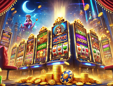 Slot machine player at casino screen