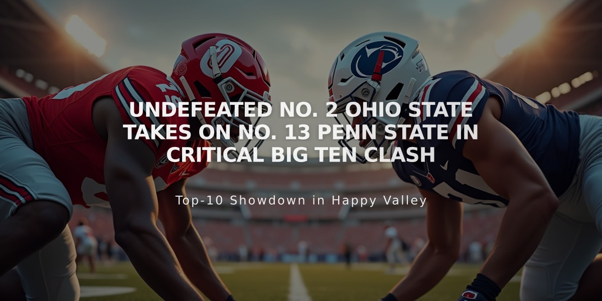 Undefeated No. 2 Ohio State Takes on No. 13 Penn State in Critical Big Ten Clash