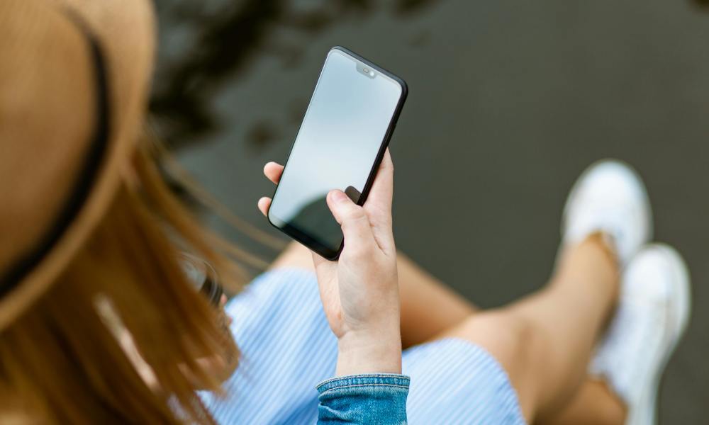 Woman looking at smartphone