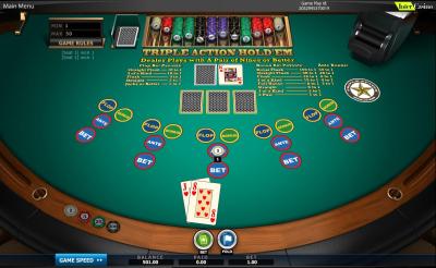 Triple Hold'em poker table screenshot