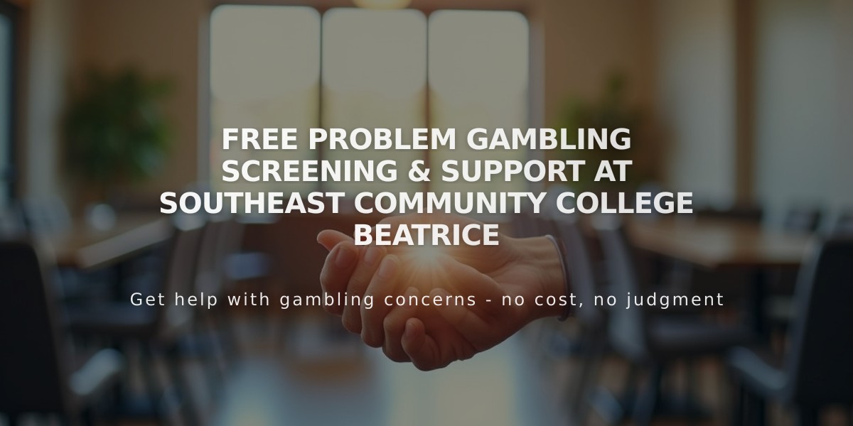 Free Problem Gambling Screening & Support at Southeast Community College Beatrice