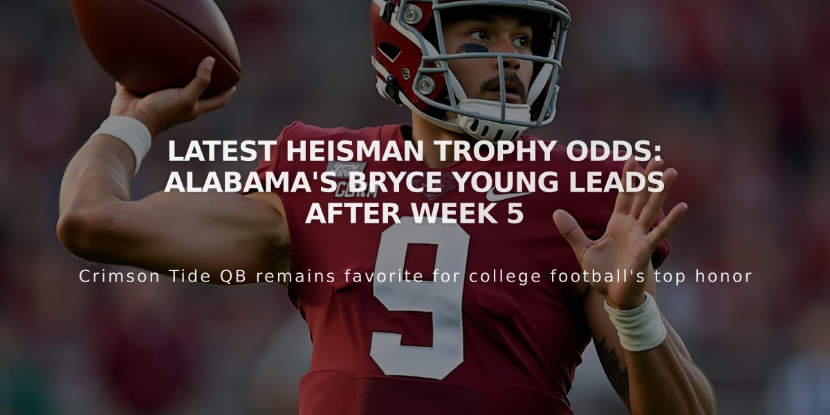 Latest Heisman Trophy Odds: Alabama's Bryce Young Leads After Week 5