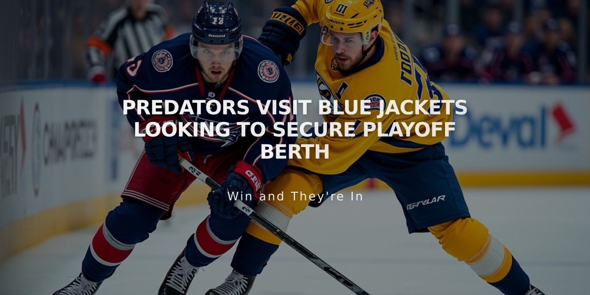 Predators Visit Blue Jackets Looking to Secure Playoff Berth